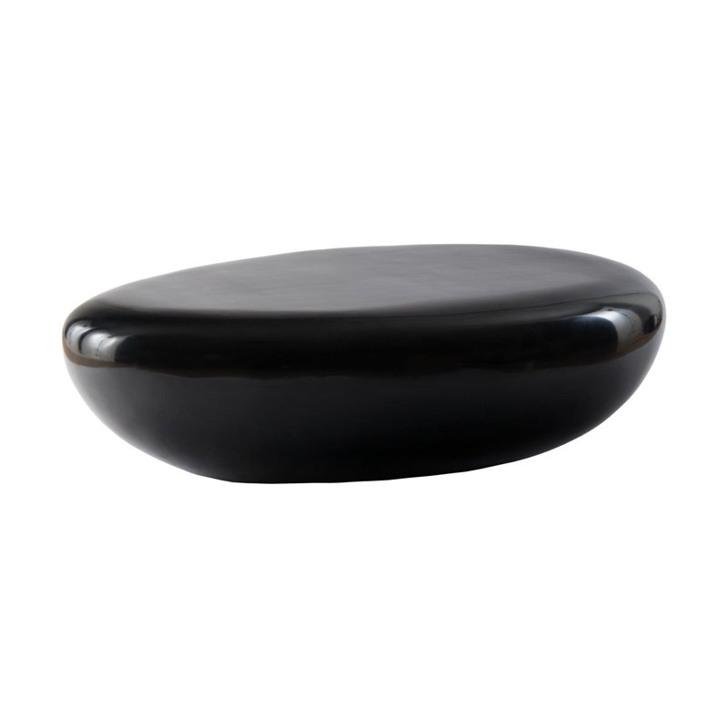 River Stone Coffee Table Gel Coat Black, 16" H x 54" L x 34" W, Gel Coat Black