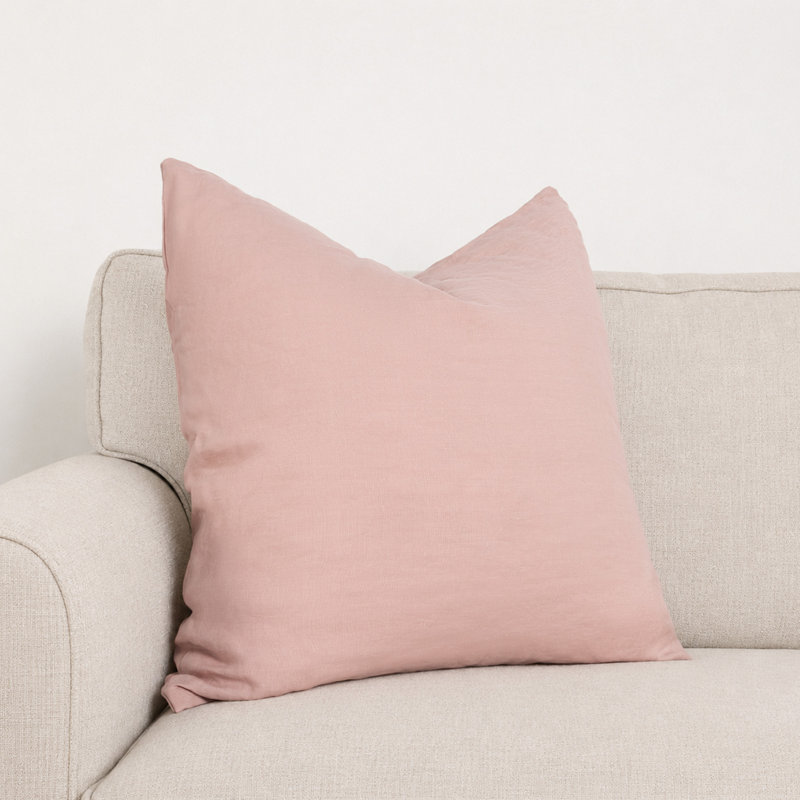 Coussin décoratif Clara 100 % lin français, Rose brumeux