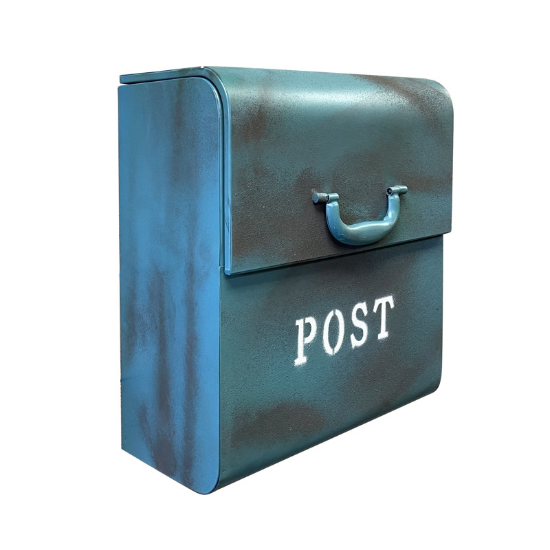 Boîte aux lettres murale en aluminium, Bleu rustique