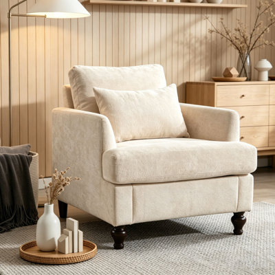 Modern Accent Chair Lounge Chair with Studded, Solid Wood Frame