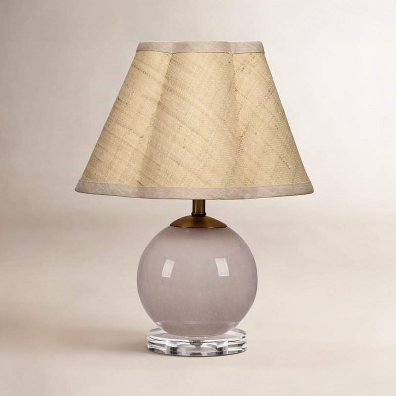 Connor Blown Glass Table Lamp With Raffia Shade, Pink