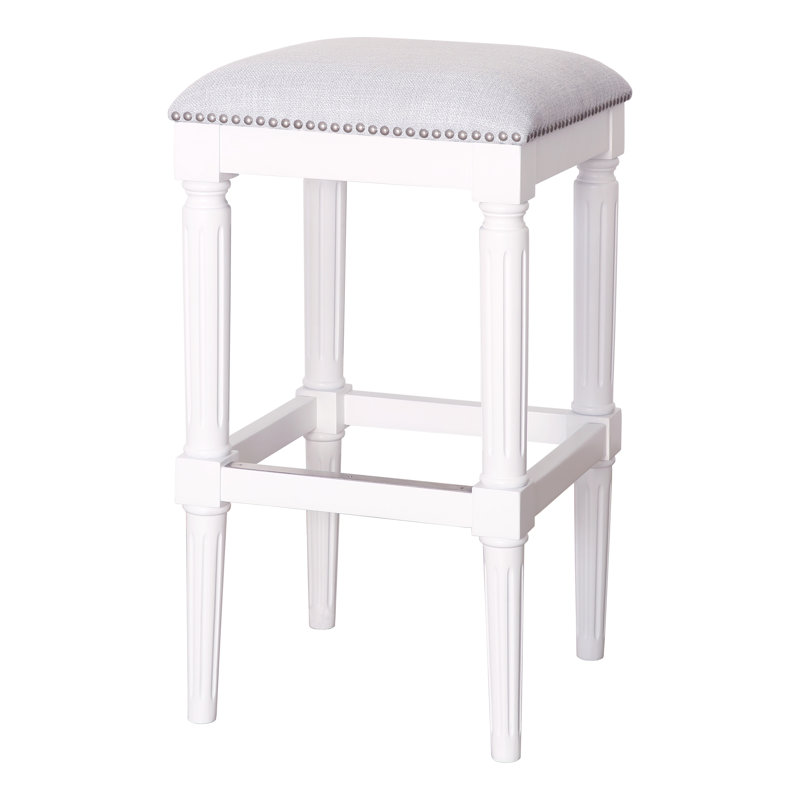 Bertia Square Wood Counter and Bar Stool, Bar Stool (30.25" Seat Height), Grey/Farmhouse White