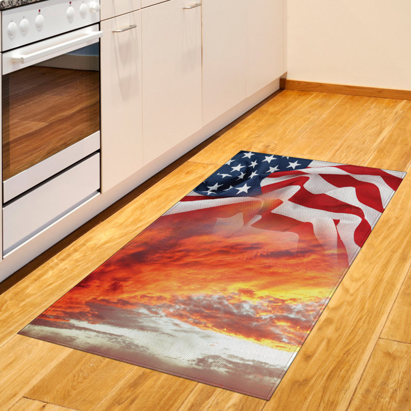 Tapis de zone rouge american flag, Rectangle 2 pi 7 po x 5 pi