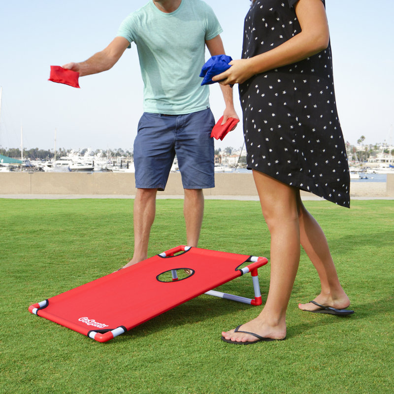 Portable Red and Blue PVC Cornhole Game Set with Bean Bags