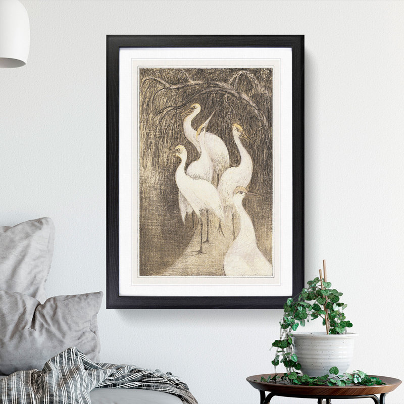 Six Cranes by Theo Van Hoytema - Picture Frame Painting, Black Framed, 65cm H x 48cm W x 2cm D