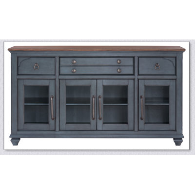 Buffet Americain avec finition velours côtelé bleu, aucun assemblage requis, parfait pour les décors côtiers et traditionnels
