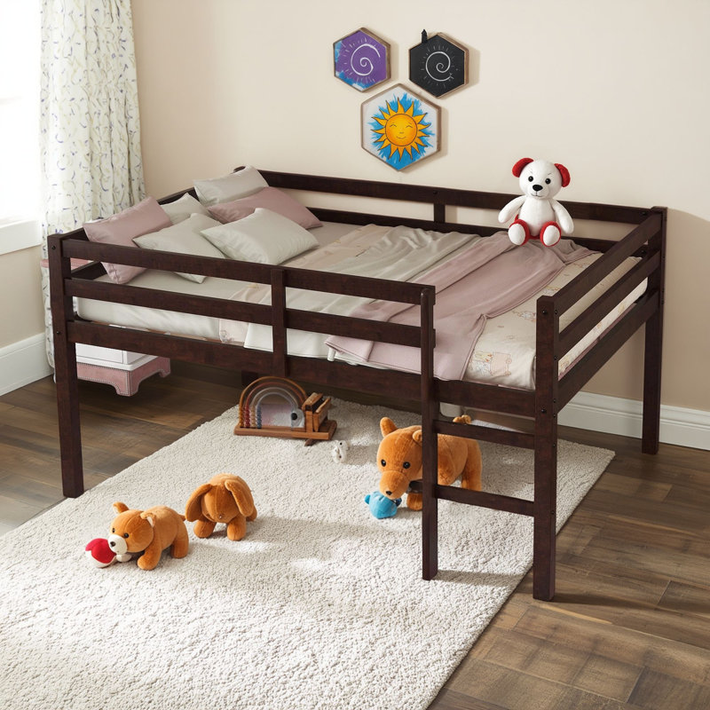 Full Size Rubberwood Raised Bed With Ladder, Brown