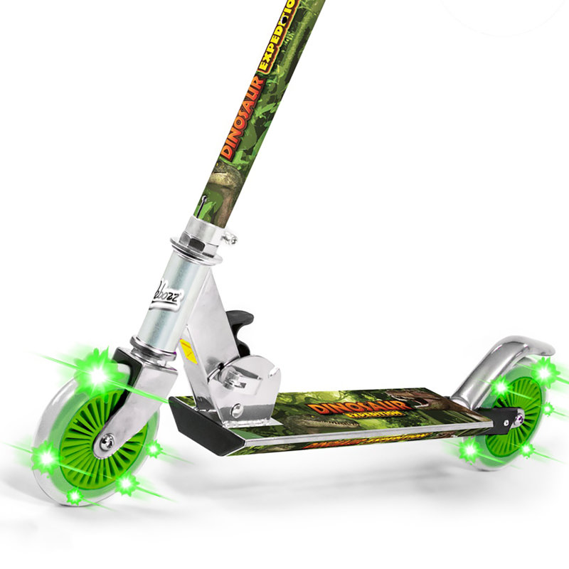 Scooter dinosaure pliant avec roues clignotantes
