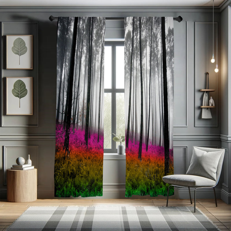George Oliver Curtains, 28" W x 95" L, Vermilion Green