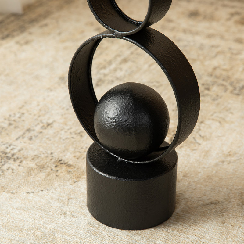 Décoration de table moderne en métal noir abstrait 25,50 "H