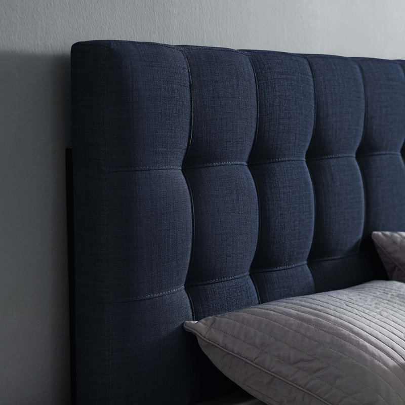 Tête de lit en tissu d'ameublement Lily, Très grand, Bleu marine