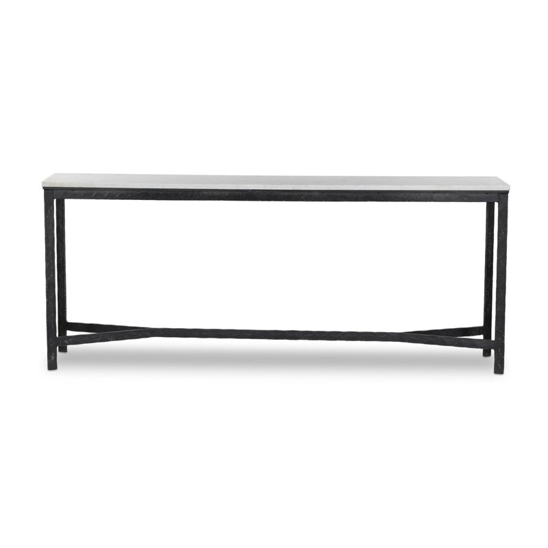 HAMMERED IRON 78'' W Marble Console Table