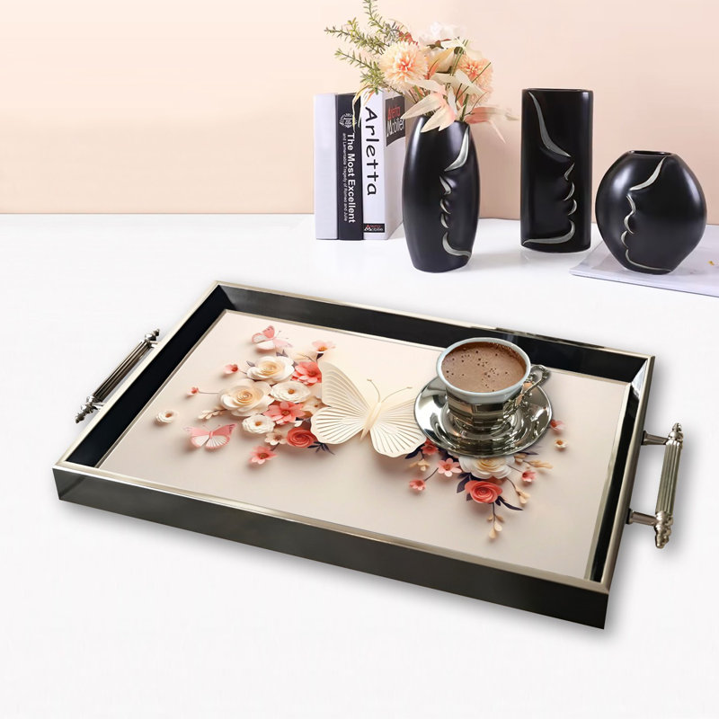 Elegant Glass Tray, 19.7 x 11.4 x 1.4 inches | 100% Durable Glass Construction | Easy to Clean with Damp Cloth | Ideal for Serving, Decorative Display, and Organizing | Stylish Addition to Home Décor