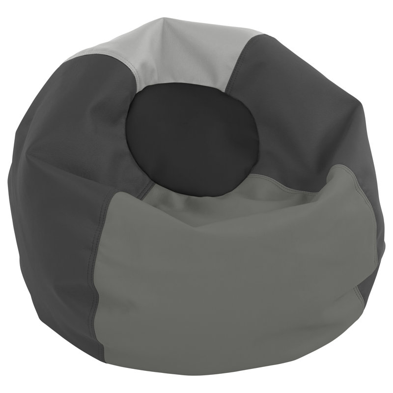 Gray and Light Gray Faux Leather 35" Bean Bag Chair