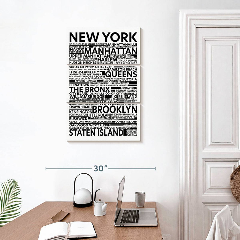 Tergel, New York, arrondissements et rues, H 32 po x l 20 po
