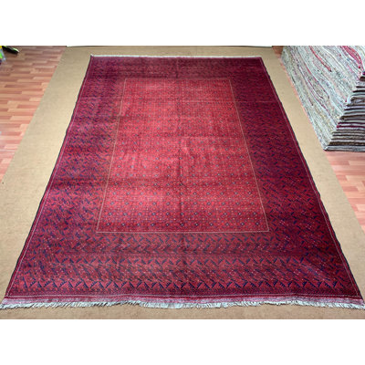 Large Rug 9.6X13.0 Ft Red Afghan Handmade Khal Muhammadi Rug, 100% Wool Area Rug, Tribal Rug, Soft Pile Rug, 294X470 Cm Rug, Living Room Rug