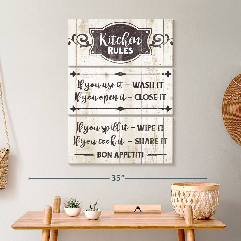 Kitchen Rules Typographie 3 pièces, H 32 po x l 20 po