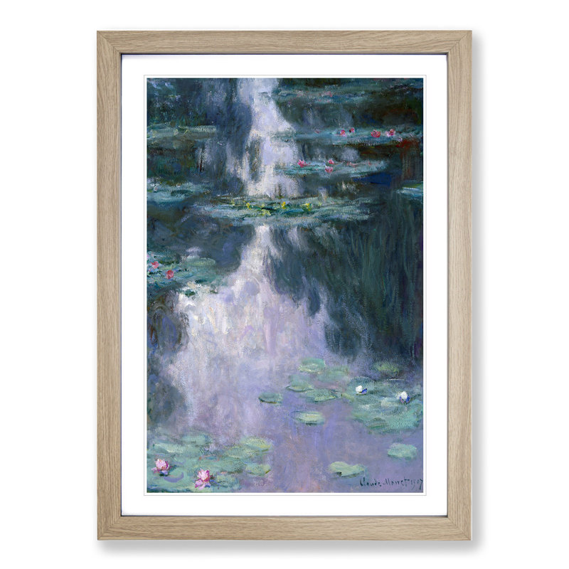 Water Lilies Lily Pond Vol.23 by Claude Monet - Picture Frame Painting, Oak, 65cm H x 48cm W x 2cm D