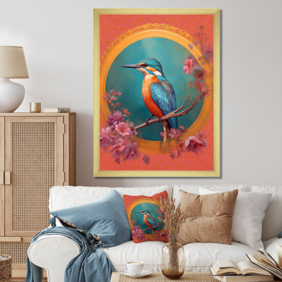 Illustration de martin-pêcheur bleu rétro I, reproduction sur toile