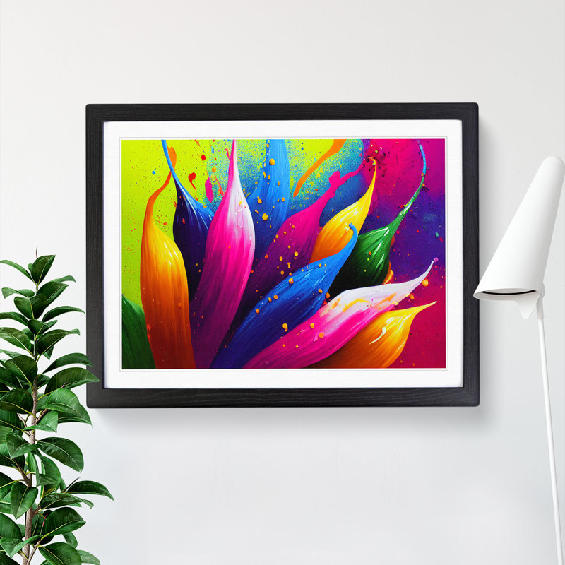 Dashing Flower Splash - Framed Print, Black, 46cm H x 64cm W x 2cm D
