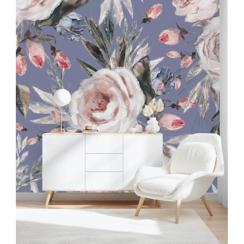 Peel & Stick Floral Wall Mural, 8.33' W x 8.33' L