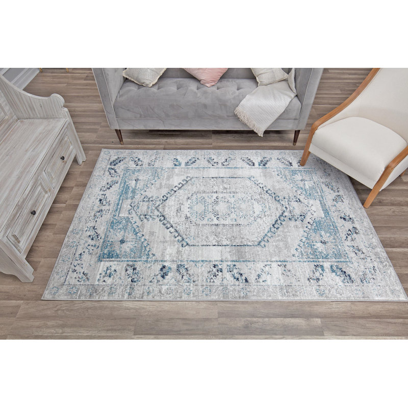 Tapis gris Freya Farmhouse Misty, Rectangle 5 pi x 7 pi