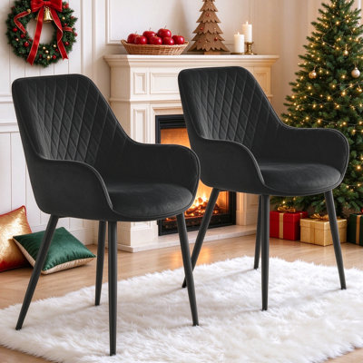 Velvet Upholstered Quilted Armchair for Dining Room, Bar, Restaurant or Hotel