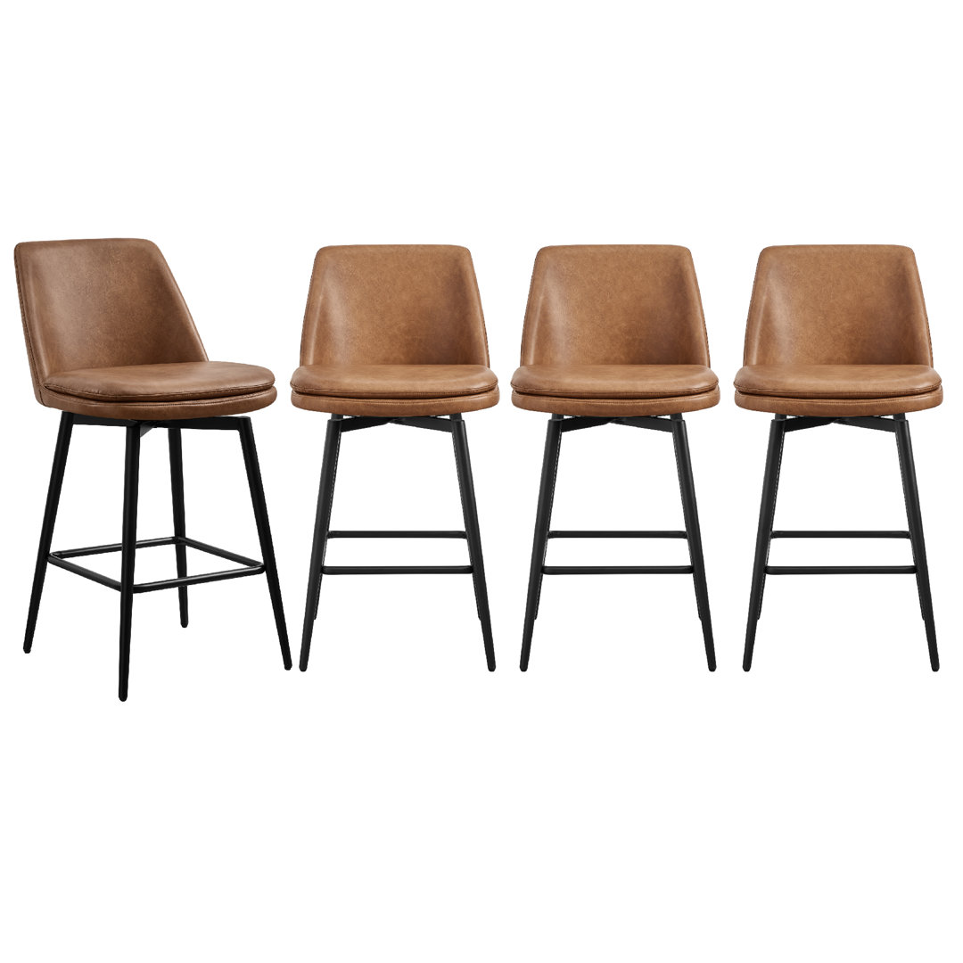 Betzalel Swivel Upholstered Counter Stool with Metal Frame (Set of 4) Wade Logan® 