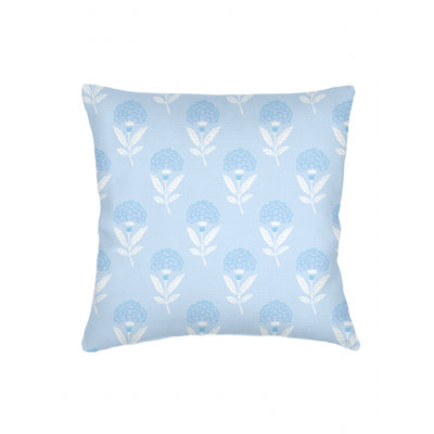 Oreiller en lin bleu clair avec bourre en duvet 20 x 20