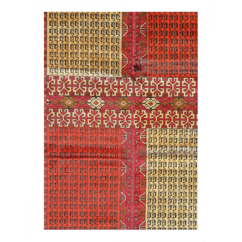 Tapis Quchan en soie noué à la main double face 2 pi 4 po x 3 pi 4 po