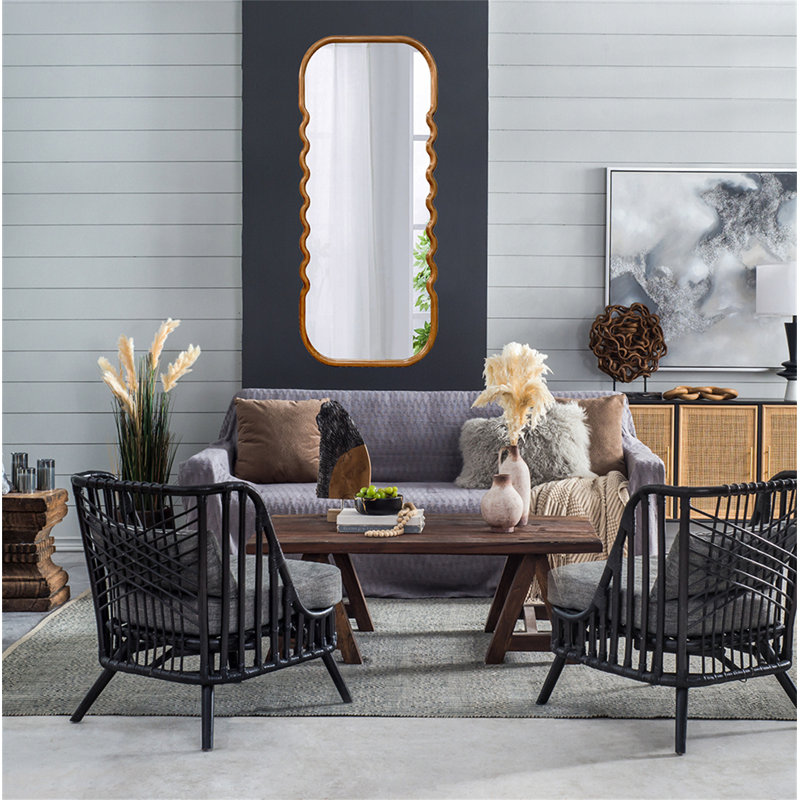 Miroir surdimensionné en bois 31,4 x 1,4 x 74 po avec cadre brun unique