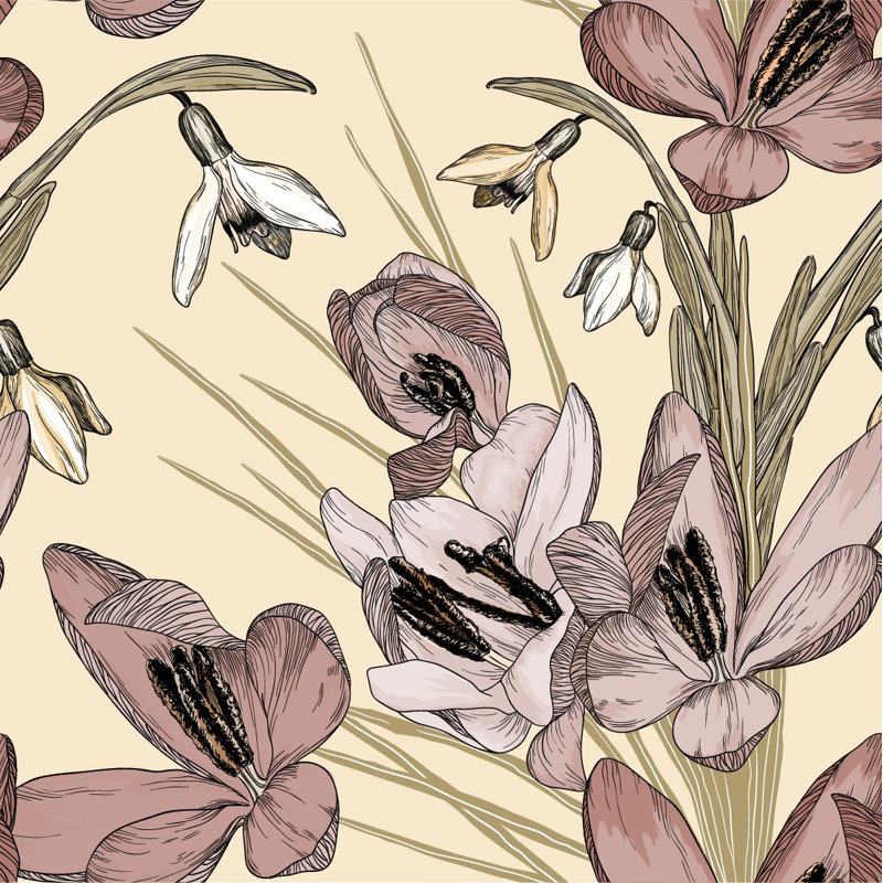 Panneau de papier peint adhésif floral L 8,33 pi x l 100 po Floral, L 8,33 pi x l 100 po