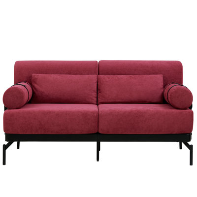 Causeuse contemporaine de 59 pouces avec accoudoirs cylindriques, canapé 2 places avec ports USB flexibles, pour le salon