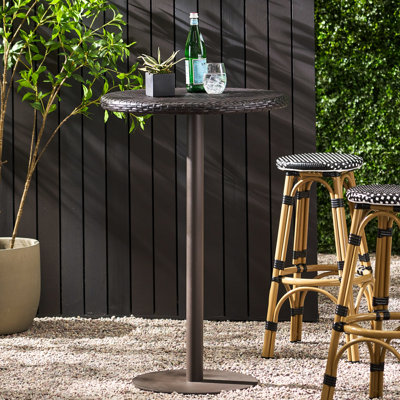 Table de bar 26 po ronde en PE avec base en fer robuste, fabriquée à la main pour la table de loisirs en plein air
