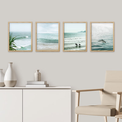 " Tropical Ocean Beach Seascape Horizon " 4 - Pieces