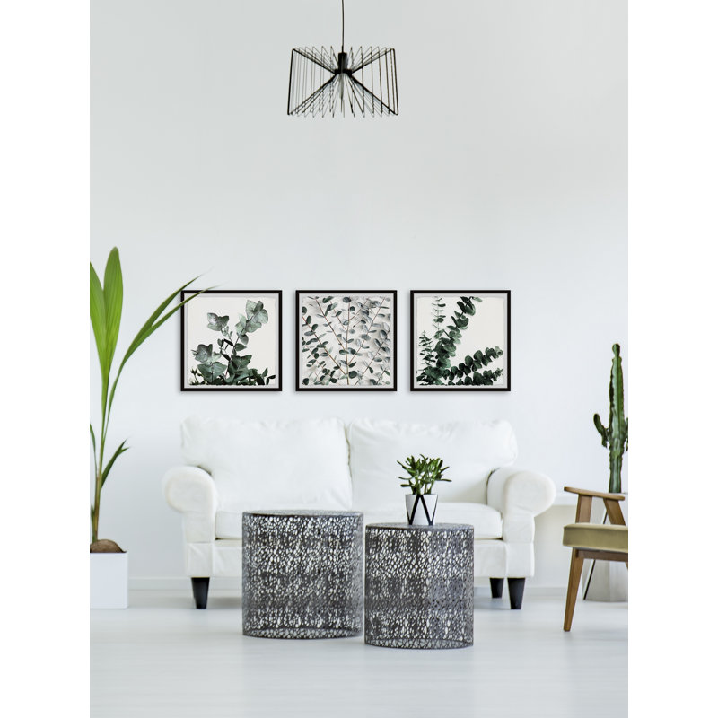 Evergreen Shrub by Marmont Hill - 3 Piece Single Picture Frame Painting Set, 24"Hx24"W