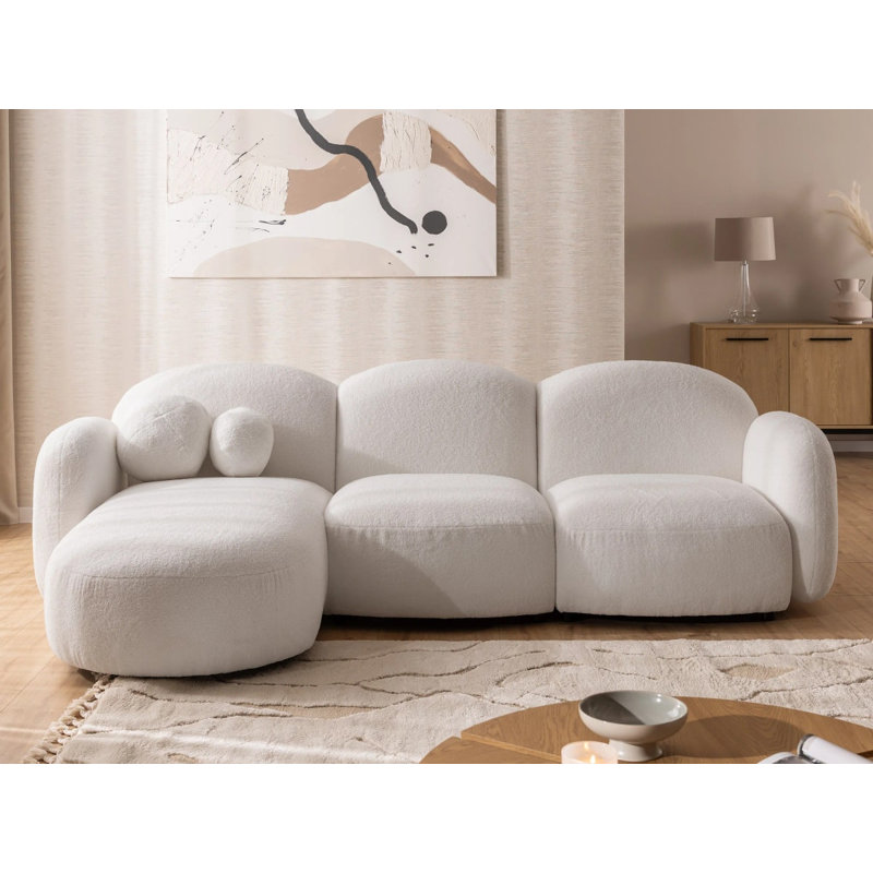 Nuvola 5 Seater Boucle Corner Sofa, Left-Hand Facing, White