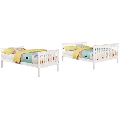 Slatted Head And Foot Twin Over Full Bed, Contemporary White Bunk Versatile Use For Room Solid Bed Structure With Head, Casual Adapt To Bedroom Construction
