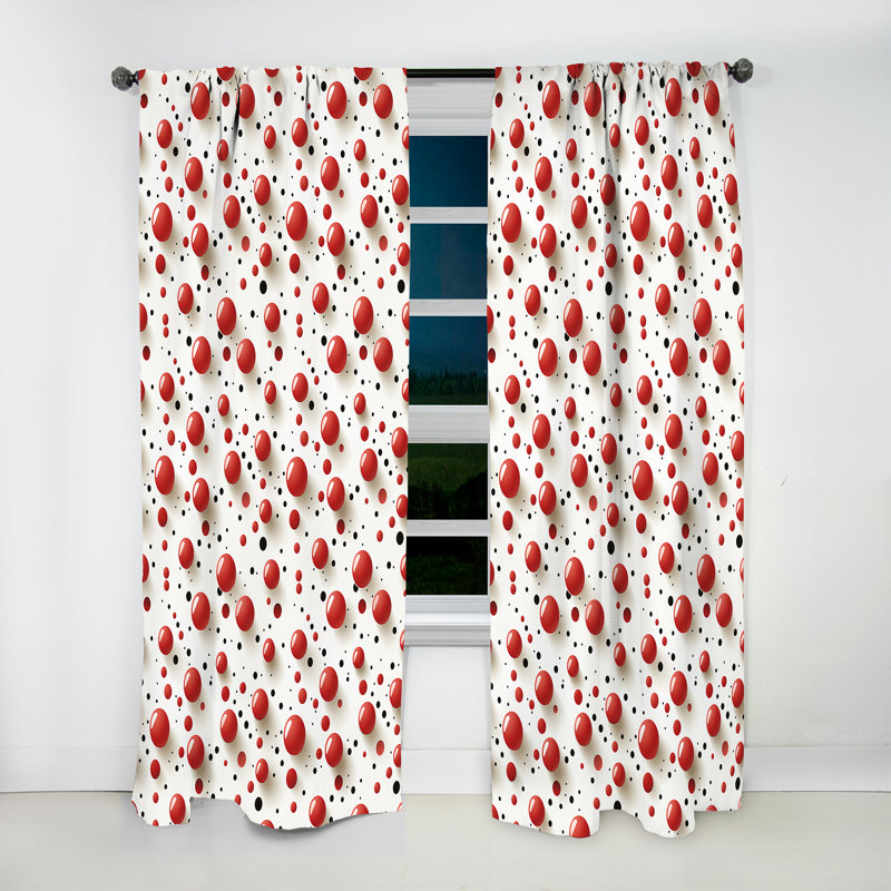 Pois rouge et blanc - Rideau abstrait - Rideau abstrait obscurcissant - 1 panneau, L 52 po x L 84 po