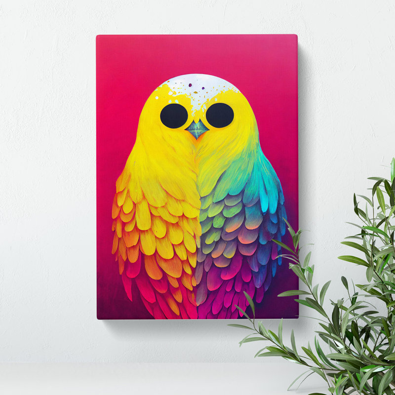 Colourful Bird No.1 - Print, Wrapped Canvas, 50cm H x 35cm W x 3cm D, No Matte