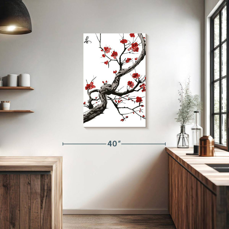 Fleurs de cerisier rouges Harnek, H 36 po x l 24 po