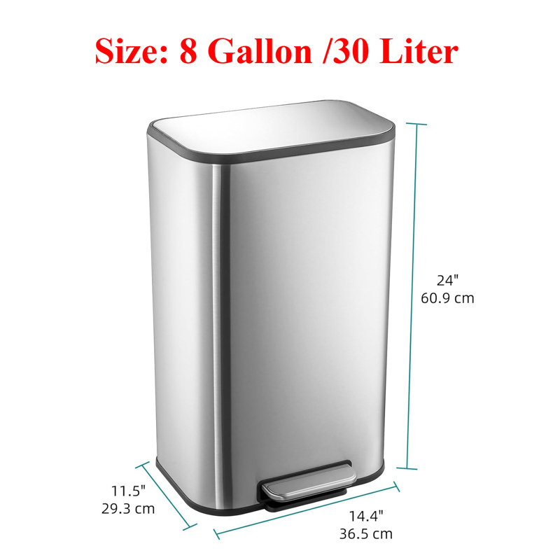 8 Gallon /30 Liter Stainless Steel Garbage Can