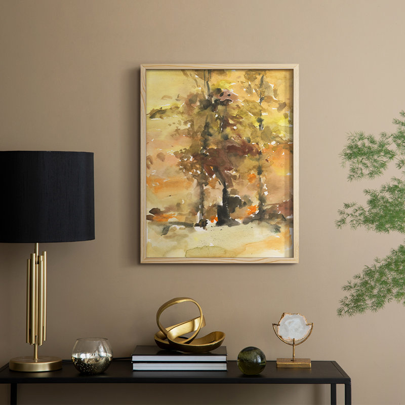 «Fall Foliage Watercolor I», reproduction encadrée - bois massif, H 11 po x l 9 po