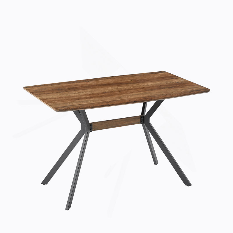 Modern Minimalist Style Dining Table MDF wooden Top, Walnut/Black