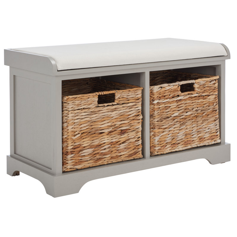 Banc de rangement rembourré à casiers Briananthony, Gris rétro