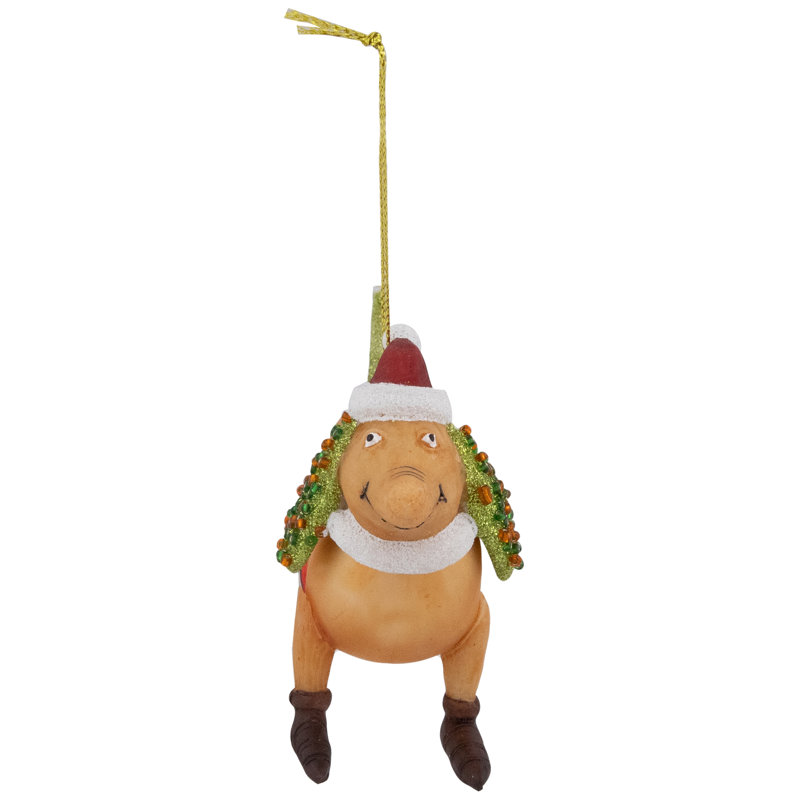 Dachshund Dog With Santa Hat Glass Christmas Ornament - 5.75"