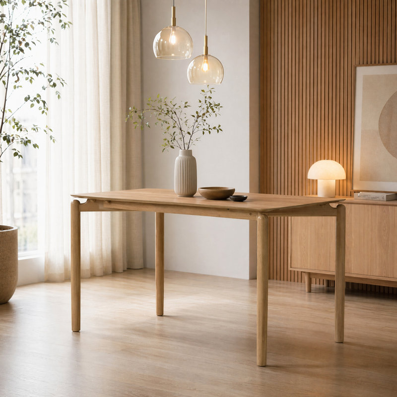 Solid Wood Base Dining Table, Oak