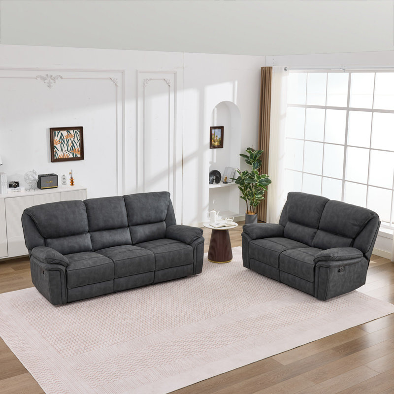 Fabric Reclining Sofa, 2+3 Seater, Dim Grey