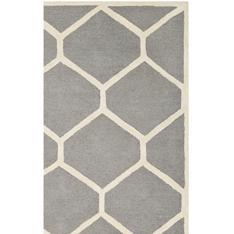 Deedgra Hand Tufted Wool Geometric Rug, Rectangle 5' x 8'