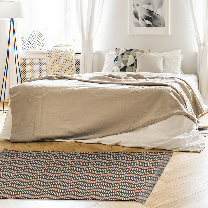 Tapis brun ondulé chevrons, Non